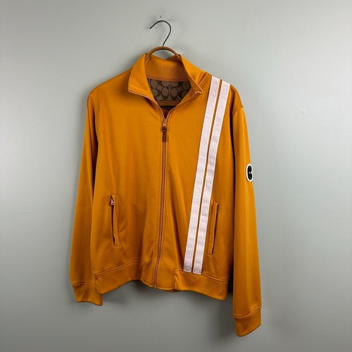 Giacca Coach Uomo Giallo Senape Righe Zip Up Track 89746 Taglia LG Athletic