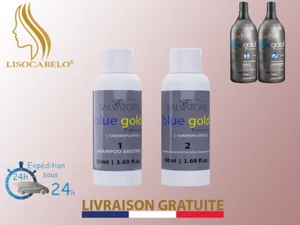 Lissage Sans Formol au Tanin 2x50ml (Taninoplastie) SALVATORE Blue Gold Premium - Imagen 1 de 2