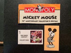 Monopoly Mickey Mouse WIN DANCE CONTEST Card 75th Anniversary 2004 - Picture 1 of 3