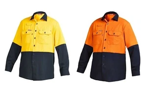 Hard Yakka Tecasafe Plus Hi Vis 2 Tone Fire Resistant Safety Shirt (Y04065) New - Picture 1 of 10