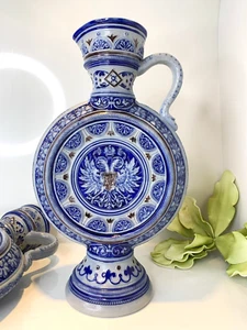 One Piece of Antique Salt Glazed 14" Stoneware Jugs /Imperial Double Head Eagle - Picture 1 of 16