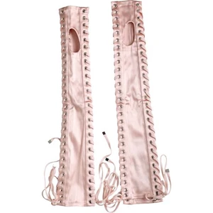 DOLCE & GABBANA Gloves Pink Acetate Lace Up Fingerless Mitten 7.5 / M 1350usd - Picture 1 of 6