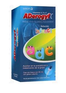 ADEROGYL vitamina A, D y C prevenir gripes resfriados.Help Prevent Cold Infantil