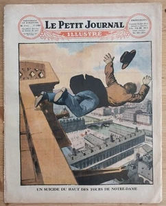 LE PETIT JOURNAL 1925 Suicide  du Haut des Tours de Notre-Dame Paris / Allemagne - Picture 1 of 4