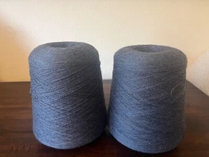 2 Vtg Italian 100% cashwool yarn cone ZEGNA BARUFFA Super 2/30 Blue/Gray - Picture 1 of 10