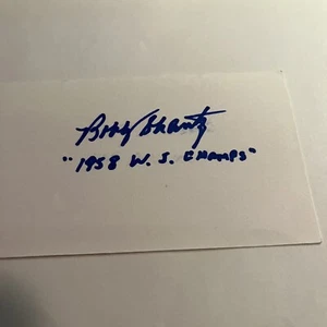 Bobby Shantz 1958 WS Champs Signed 3x5 index Card - Picture 1 of 1