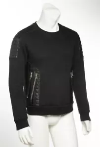 BALMAIN 2015 Mens Black Cotton Quilted Zipper Pullover BIKER MOTO Sweatshirt M - Picture 1 of 7