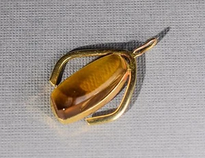 Citrine gemstone pendant free form Cabochon Carving Art piece Stone 14k gold - Picture 1 of 8