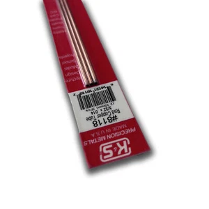 Tubo redondo de cobre K&S Metals 8118: 3/32 OD x 0,014 pared x 12 largo (3 piezas) - Imagen 1 de 2