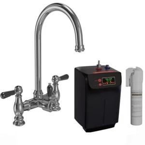 LSC Traditional Bridge 3in1 Chrome & Black Boiling Hot Water Kitchen Tap & Tank - Picture 1 of 10