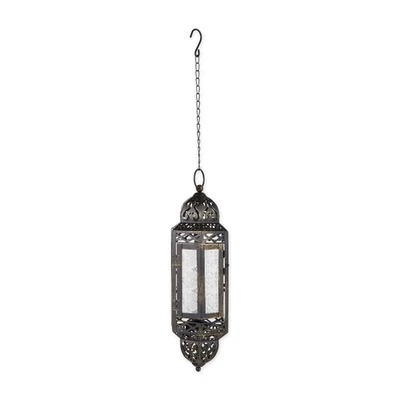 Metal Glass Victorian Hanging Candleholder Lantern Outdoor Decor - Image 1 of 4