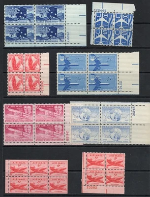 US Air Mail Plate Blocks.  MNH,  1943-1959 CV $42.50  (Lot 10) - Image 1 of 4