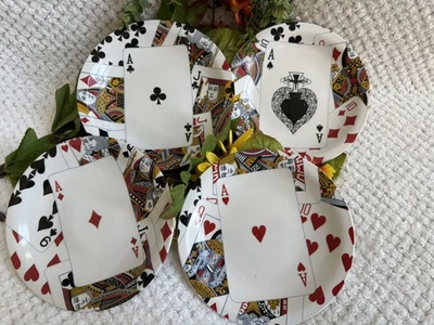 Vintage Playing Card Plates Set of 4 Aces 8.25” Ceramic Casino Poker Theme  - Image 1 of 3