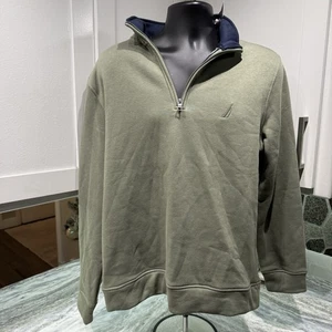 Nautica Sweater Men Medium Green 1/4 Zip Long Sleeve Pullover NWT $79 Original - Picture 1 of 8