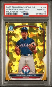 2023 Bowman Chrome Sapphire Prospects Yellow Sebastian Walcott PSA 10 45/50 - Picture 1 of 2
