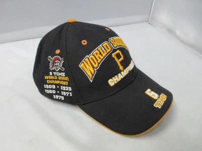 Vintage PITTSBURGH PIRATES 5 Time WORLD SERIES Champions Adjustable Hat Cap - Image 1 of 4