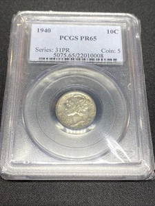 Moneda de diez centavos Mercury 1940 P graduación profesional prueba Pr-65 - Imagen 1 de 4