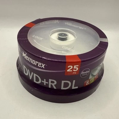 Memorex dupla camada DVD+R DL 25 pacotes base de eixo 8X 8,5GB 240min NOVO - Imagem 1 de 4