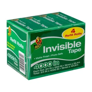 Duck Brand Matte Finish Invisible Tape Refill for Dispenser, 4 Rolls, Each... - Picture 1 of 7