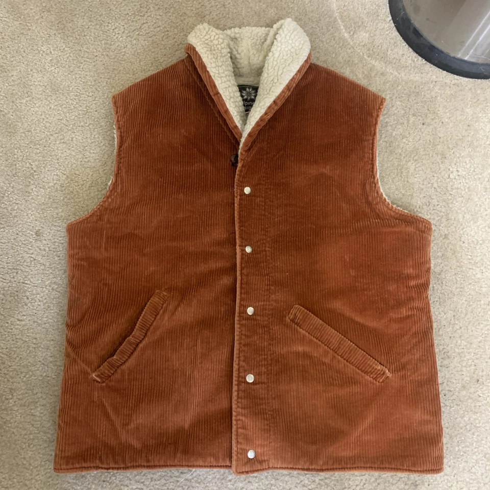 Chaleco de Trabajo Alpine Designs Pana Naranja Quemado Forro Sherpa XL Muy Cálido Foto 1 de 4