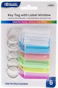 BAZIC Key Tags w/Holder & Label Window (6/Pack), 1-Pack,Modern (1970-Now) - Picture 1 of 1