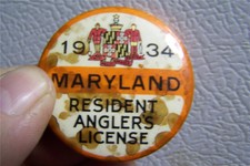 New listing
1934 Maryland Fishing License Button!
