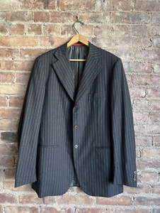 Isaia Men’s Jacket, Sz 50, Super 130’s Wool Pinstripe Charcoal - Picture 1 of 11