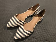 NEW Merona Blue White Nautical Striped Open Side Pointed Flats Shoes-9-$45