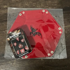 FanRoll Dice Dice Dragon Storm Poly Set - Red Dragon Scales With Tray New - Picture 1 of 3