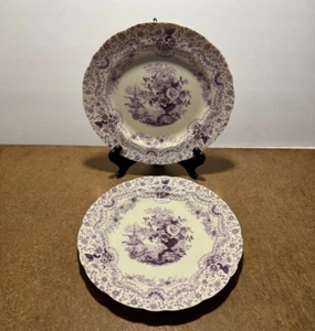 TWO (2) Identical Two’s Company Damascus Flow Purple 9.25" Decorative Wall Plate - Picture 1 of 6