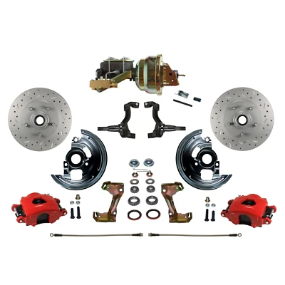 Тормоза LEED -RFC1002-M1A1X комплект силовой передней части с просверленными роторами и красными суппортами - Изображение 1 из 4