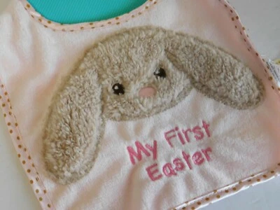 Mi Primera Pascua Infantil Niña Babero Conejito Peluche ROSA Foto 1 de 2