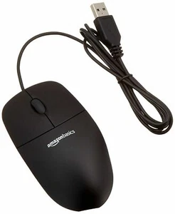 one NEW Amazon Basics USB 3-Button Wired Computer Mouse BLACK -great price- - Picture 1 of 7