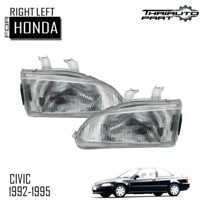 Para Honda Civic 4DR EG8 Sedan 1992-1995 Par LR Farol Frontal Lâmpada Lente Transparente - Imagem 1 de 4