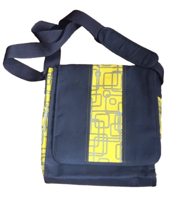 Ikea Computer Messenger Bag Dark Gray Yellow Geometric Design - Image 1 of 4