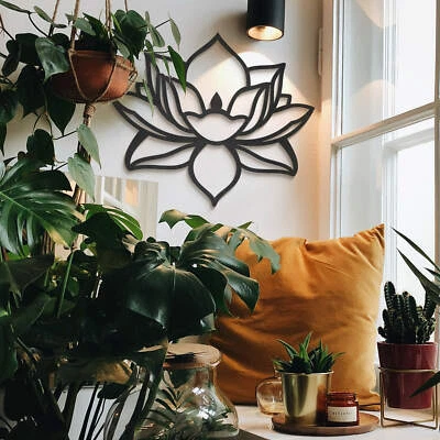 MDF - Holzdeko Lotusblume Wandbild nachhaltig 3mm schwarz edel - Bild 1 von 2