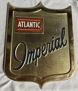 1950’s ATLANTIC IMPERIAL Gas Pump Aluminum Sign - Gas & Oil Nice Condition