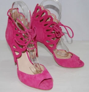 $900❤️39/8.5 Monique Lhuillier Suede High Heels GLADIATOR SANDALS BOOTS ITALY - Picture 1 of 16