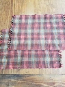 2 Tischsets mit gewebten Fransen, Herbstfarben - Bild 1 von 2