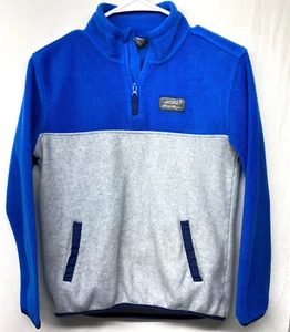 Boys Fleece Pullover Sweater Blue Gray 1/4 Zip Pocket M 10-12 Eddie Bauer - Picture 1 of 6