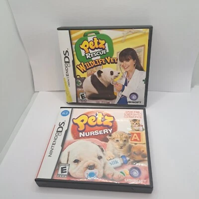 2 Nintendo DS Video Games Petz Nursery + Rescue Wildlife Vet w/ Manuals & Cases - Image 1 of 4