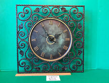 NOS DANISH Hand Hammered Black Wrought Iron Wall Clock NEW MOVEMENT 6 LBs SQUARE