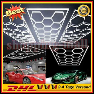 14X Hexágono Taller Garaje Pared Techo Lámpara Nido de abeja Iluminación LED Lámpara DE - Imagen 1 de 21