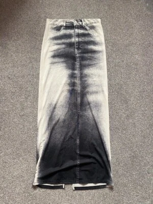 Bershka faded denim effect midi maxi skirt Bodycon with split at back small - Image 1 of 4