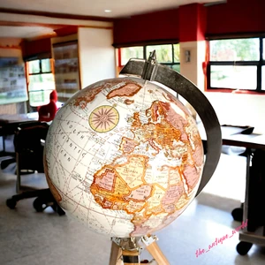 THE 18" Big world Globe Modern Map Atlas With Wooden Tripod Stand Globe Gift - Picture 1 of 9