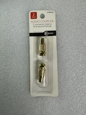 RadioShack 2 Pack Audio Coupler F-Connector male to RCA (phono) female. 278-0475 - Image 1 of 3