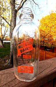 Campoamor's MODERN DAIRY FARM TAMPA FLORIDA Vintage FL 1Qt Milk Bottle PYRO - Picture 1 of 10