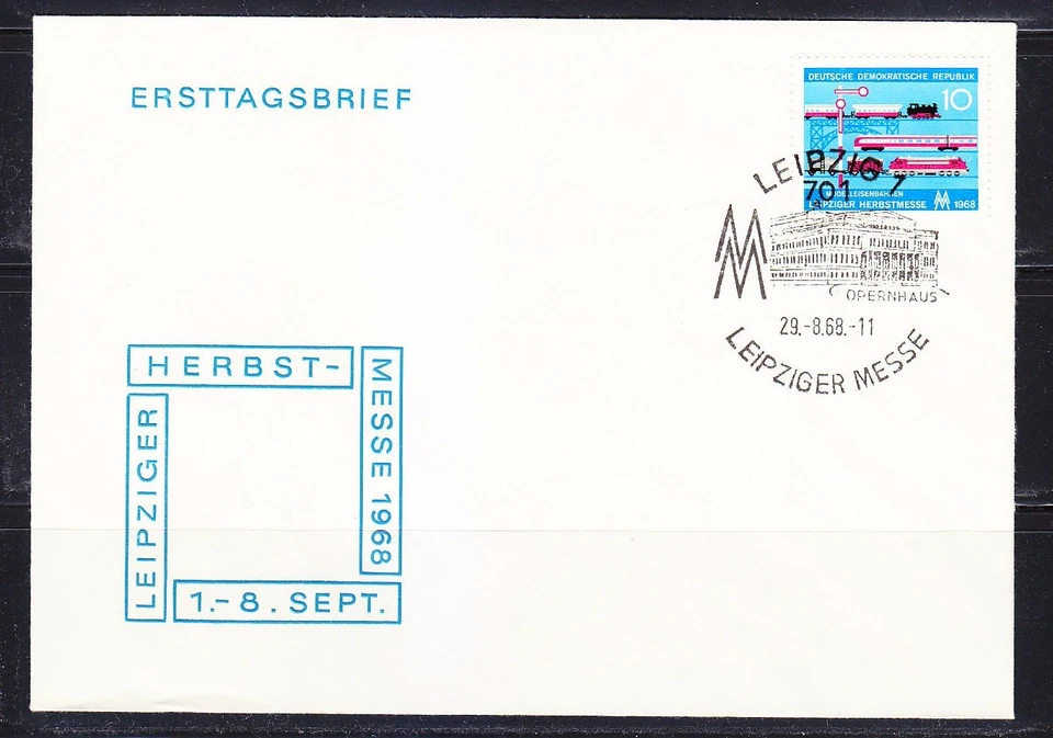 Germany DDR 1968 FDC cover Mi 1399 Sc 1038 Trains .Leipzig Fall Fair - Image 1 of 1