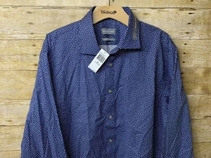 MICHAEL KORS Men's TRAVEL STRETCH Navy Diamond SLIM-FIT SHIRT L 16.5 32/33 B3-B4 - Picture 1 of 5