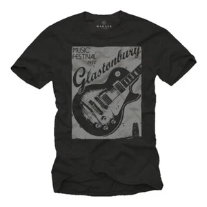 CULT ROCK BAND MEN SHIRT WITH WOODSTOCK MUSIC FESTIVAL - SHORT SLEEVE GUITAR TEE - Picture 1 of 2